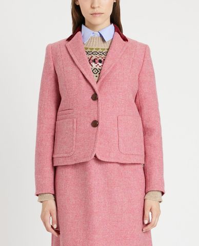  WEEKEND MAX MARA - Áo khoác dạ lông cừu nữ tay dài Harris Tweed® 
