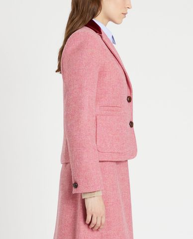  WEEKEND MAX MARA - Áo khoác dạ lông cừu nữ tay dài Harris Tweed® 