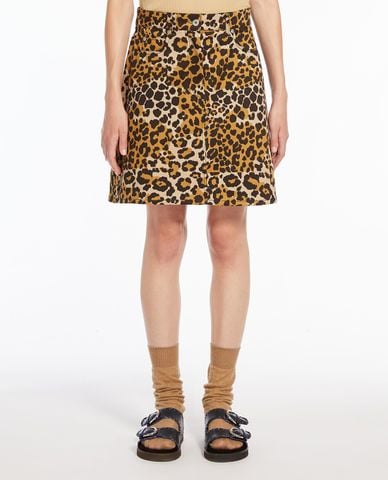  WEEKEND MAX MARA - Chân váy chữ A mini hoạ tiết da báo Nadir 