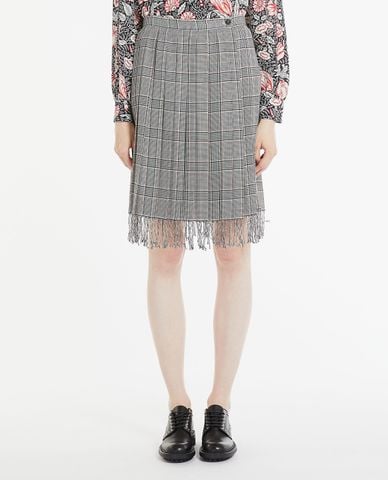  WEEKEND MAX MARA - Chân váy xếp li mini phối viền tua rua Chieti 