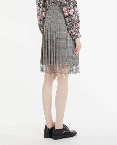  WEEKEND MAX MARA - Chân váy xếp li mini phối viền tua rua Chieti 