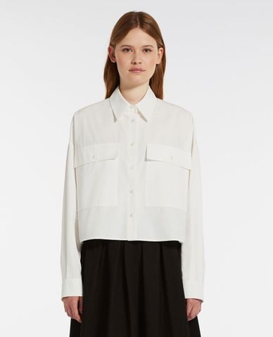  WEEKEND MAX MARA - Áo sơ mi phom lửng cổ bẻ tay dài phối túi nắp gập Carter 