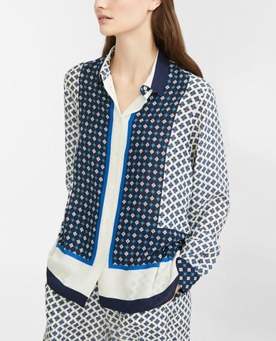  WEEKEND MAX MARA - Áo sơ mi nữ dài tay phom suông in họa tiết thời trang 