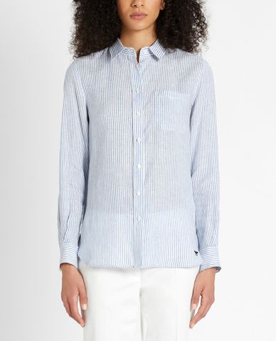  WEEKEND MAX MARA - Áo sơ mi nữ tay dài kẻ sọc Linen 