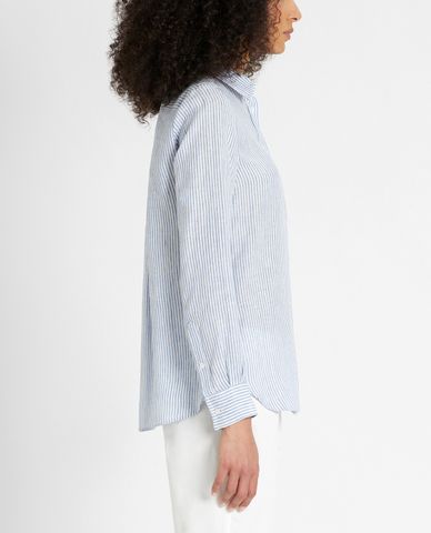 WEEKEND MAX MARA - Áo sơ mi nữ tay dài kẻ sọc Linen 