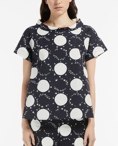  WEEKEND MAX MARA - Áo kiểu nữ cổ trụ tay ngắn Cotton Poplin 