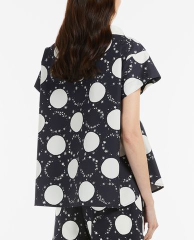  WEEKEND MAX MARA - Áo kiểu nữ cổ trụ tay ngắn Cotton Poplin 