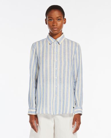  WEEKEND MAX MARA - Áo sơ mi cổ bẻ tay dài phối sọc dọc Lari 