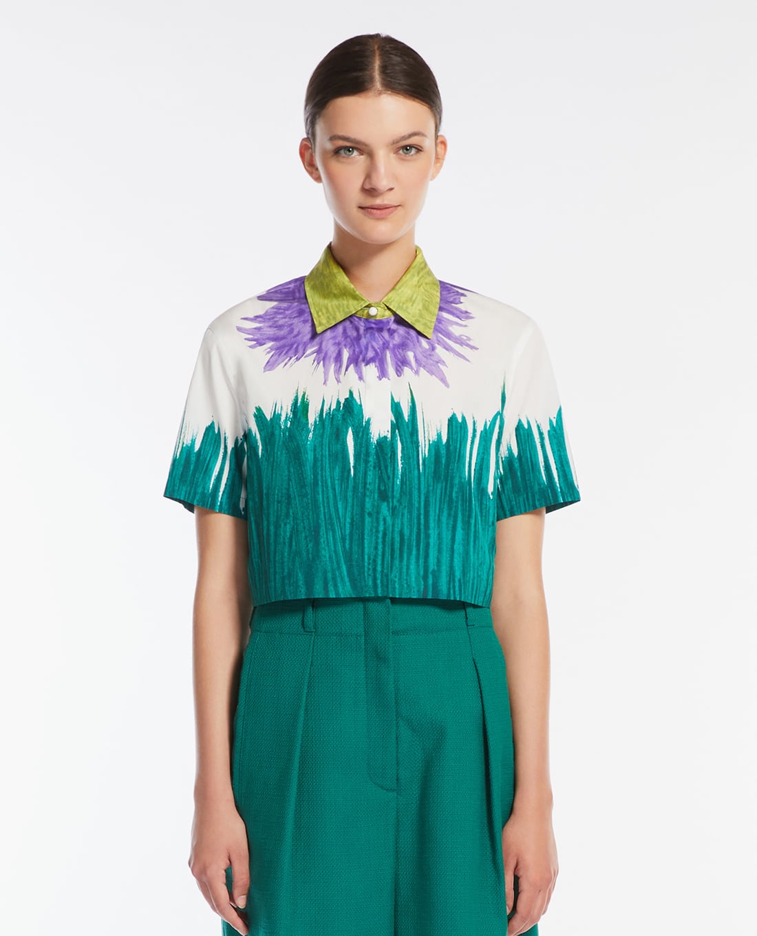 WEEKEND MAX MARA - Áo croptop nữ cổ bẻ tay ngắn Quero