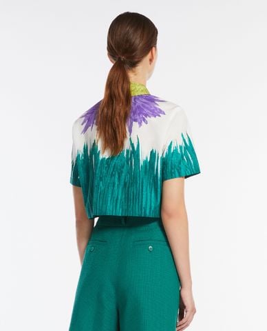  WEEKEND MAX MARA - Áo croptop nữ cổ bẻ tay ngắn Quero 