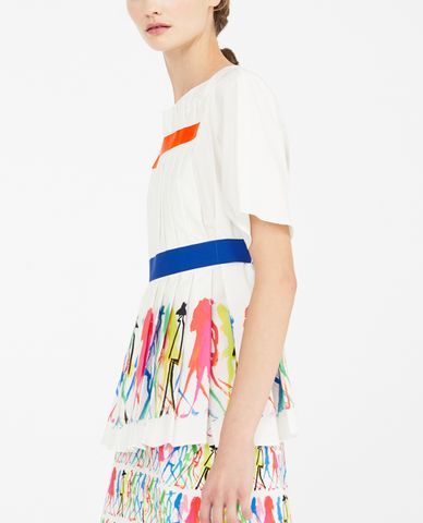  WEEKEND MAX MARA - Áo kiểu nữ cổ tròn ngắn tay Cotton Poplin 