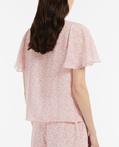  WEEKEND MAX MARA - Áo kiểu nữ cổ tròn tay ngắn Silk Crepe De Chine 