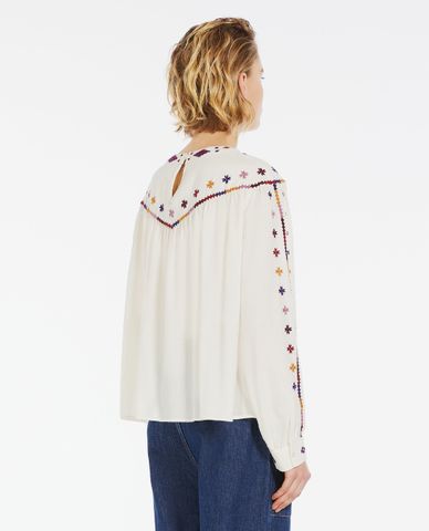  WEEKEND MAX MARA - Áo kiểu cổ tròn tay dài hoạ tiết Zampa 