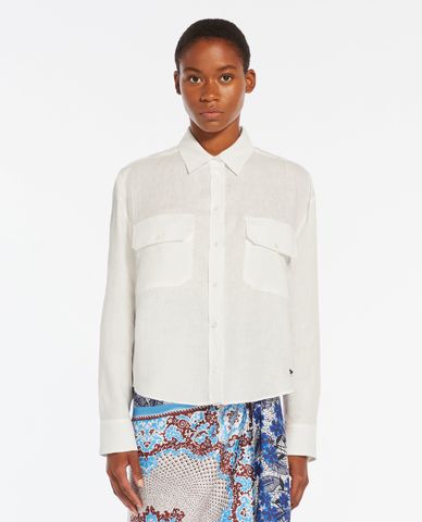  WEEKEND MAX MARA - Áo sơ mi cổ bẻ tay dài phối túi nắp gập Eurek 