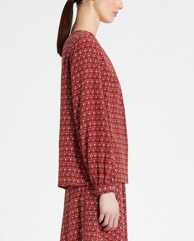  WEEKEND MAX MARA - Áo kiểu nữ cổ tròn tay dài Pure Silk Crepe De Shin 