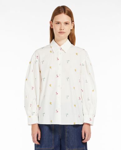  WEEKEND MAX MARA - Áo sơ mi cổ bẻ tay dài phối hoa nhí thêu Villar 