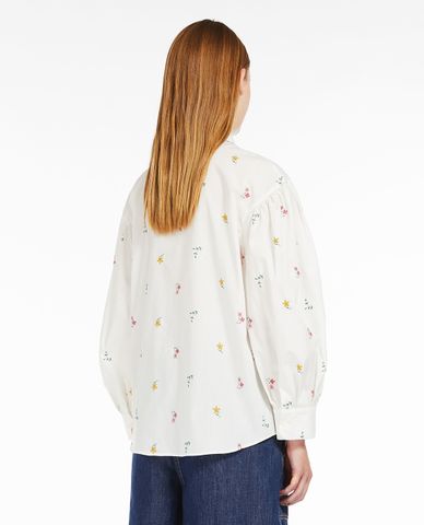  WEEKEND MAX MARA - Áo sơ mi cổ bẻ tay dài phối hoa nhí thêu Villar 