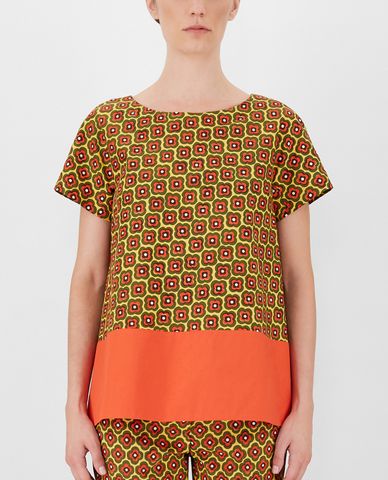  WEEKEND MAX MARA - Áo kiểu nữ tay ngắn cổ tròn Cotton Poplin 