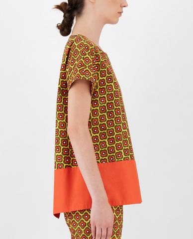  WEEKEND MAX MARA - Áo kiểu nữ tay ngắn cổ tròn Cotton Poplin 