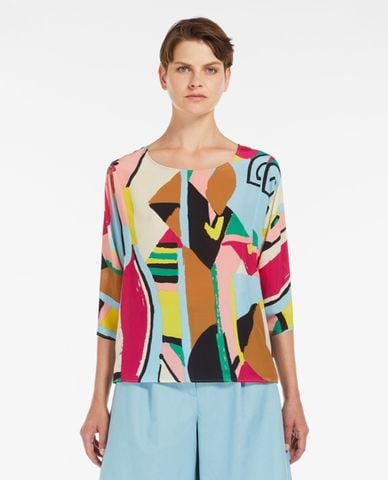  WEEKEND MAX MARA - Áo kiểu cổ tròn tay lỡ hoạ tiết in hoa Pomposa 