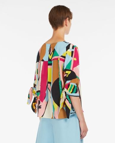  WEEKEND MAX MARA - Áo kiểu cổ tròn tay lỡ hoạ tiết in hoa Pomposa 