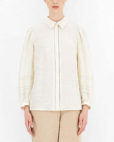  WEEKEND MAX MARA - Áo sơ mi nữ tay dài cổ bẻ Linen 