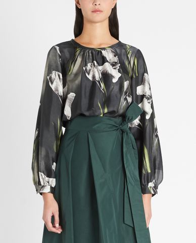  WEEKEND MAX MARA - Áo kiểu nữ cổ tròn tay dài Silk Twill 