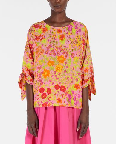  WEEKEND MAX MARA - Áo kiểu nữ cổ tròn tay lỡ họa tiết hoa 