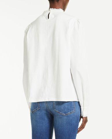  WEEKEND MAX MARA - Áo kiểu nữ cổ tròn tay dài Cotton Poplin 