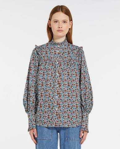  WEEKEND MAX MARA - Áo sơ mi cổ tròn tay dài hoạ tiết phối bèo Molo 