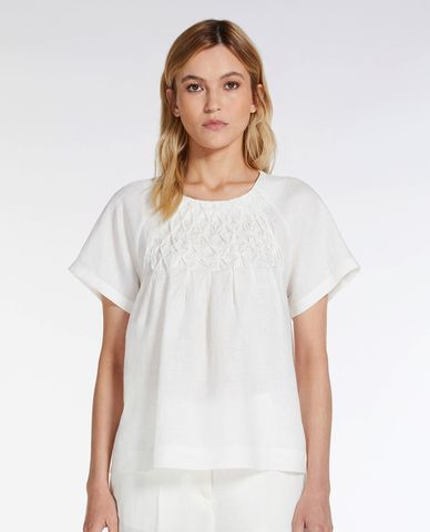  WEEKEND MAX MARA - Áo kiểu nữ cổ tròn tay ngắn Stampa 