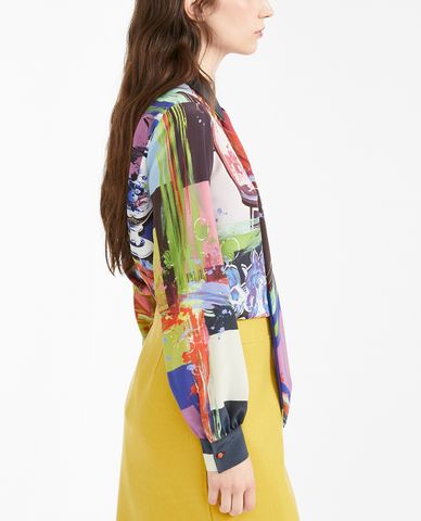  WEEKEND MAX MARA - Áo sơ mi nữ cổ bẻ tay dài họa tiết in thời trang 