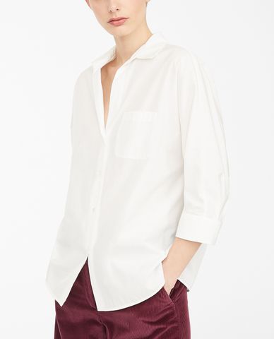  WEEKEND MAX MARA - Áo sơ mi nữ cổ bẻ phom suông thời trang Cotton Poplin 