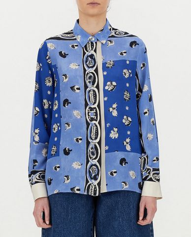  WEEKEND MAX MARA - Áo sơ mi nữ tay dài phom suông họa tiết thời trang 