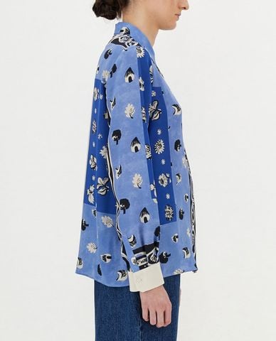  WEEKEND MAX MARA - Áo sơ mi nữ tay dài phom suông họa tiết thời trang 