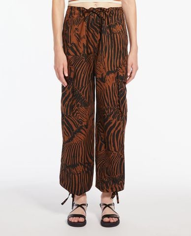  WEEKEND MAX MARA - Quần ống rộng lưng thun dây rút phối hoạ tiết Periodi 