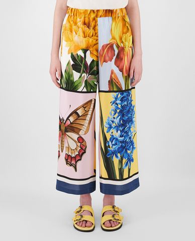  WEEKEND MAX MARA - Quần kiểu nữ ống rộng lưng thun Silk Crepe De Chine 