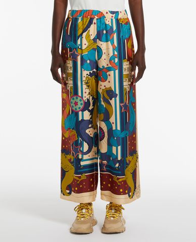  WEEKEND MAX MARA - Quần ống rộng lưng thun in hoạ tiết Fano 