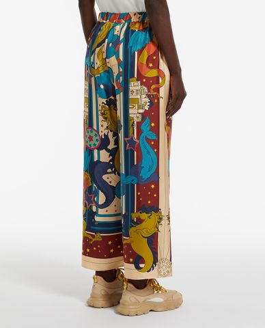  WEEKEND MAX MARA - Quần ống rộng lưng thun in hoạ tiết Fano 