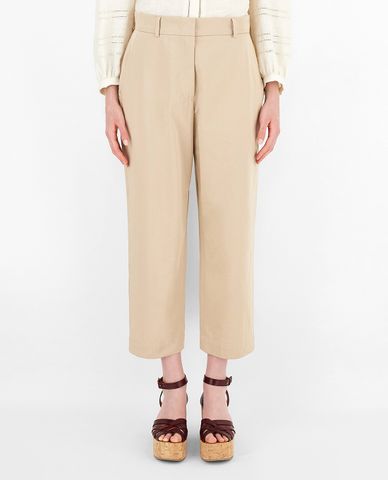  WEEKEND MAX MARA - Quần tây nữ phom suông lửng Cotton Sateen 