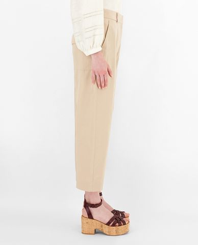  WEEKEND MAX MARA - Quần tây nữ phom suông lửng Cotton Sateen 