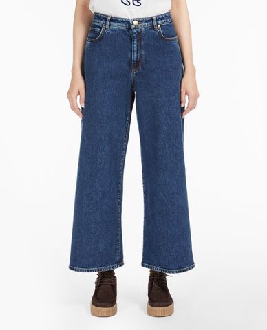  WEEKEND MAX MARA - Quần jeans nữ denim ống rộng cá tính Flared 