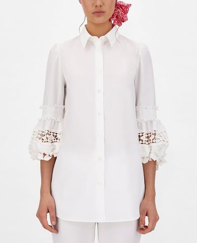  WEEKEND MAX MARA - Áo sơ mi nữ tay phồng Cotton Poplin 