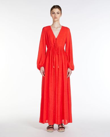  WEEKEND MAX MARA - Đầm xếp li maxi cổ V tay dài Deodara 