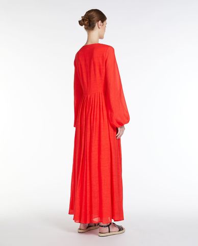  WEEKEND MAX MARA - Đầm xếp li maxi cổ V tay dài Deodara 