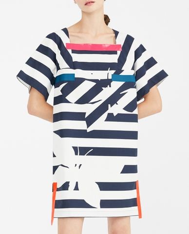  WEEKEND MAX MARA - Đầm mini phom suông kẻ sọc Cotton Faille 