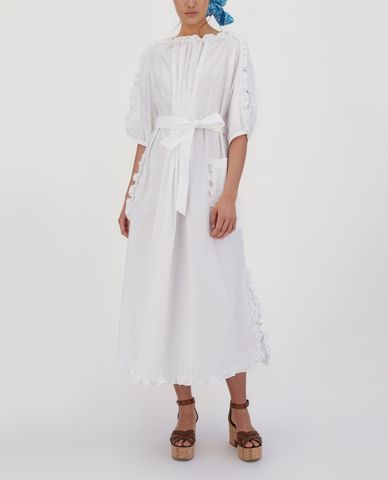  WEEKEND MAX MARA - Đầm midi tay ngắn cổ thuyền phom suông Cotton Poplin 