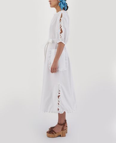  WEEKEND MAX MARA - Đầm midi tay ngắn cổ thuyền phom suông Cotton Poplin 