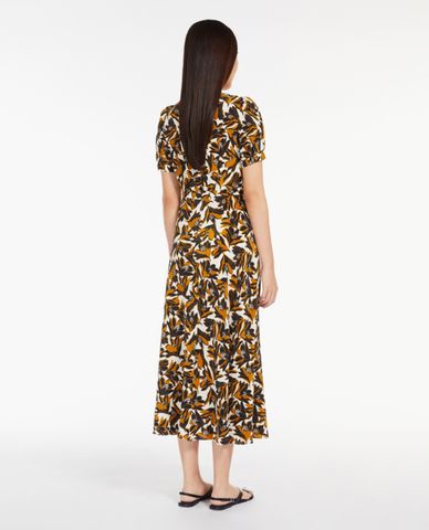  WEEKEND MAX MARA - Đầm xếp li midi cổ V hoạ tiết thời trang 