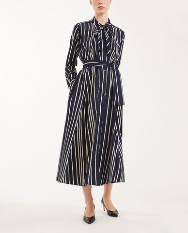  WEEKEND MAX MARA - Đầm midi tay dài họa tiết kẻ sọc thời trang 